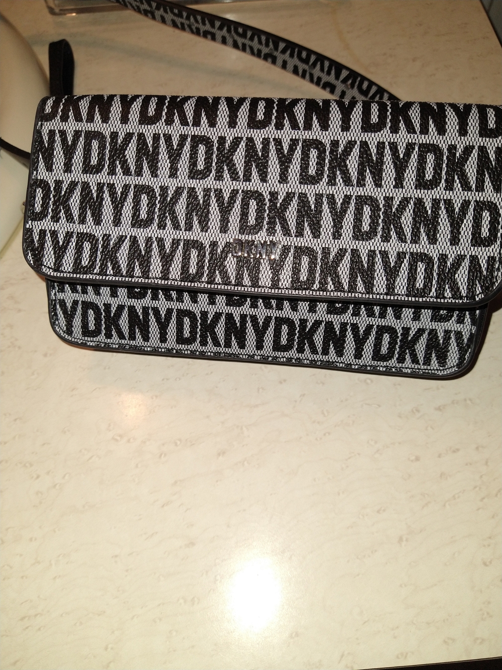 DKNY Black & White Logo Waist Bag